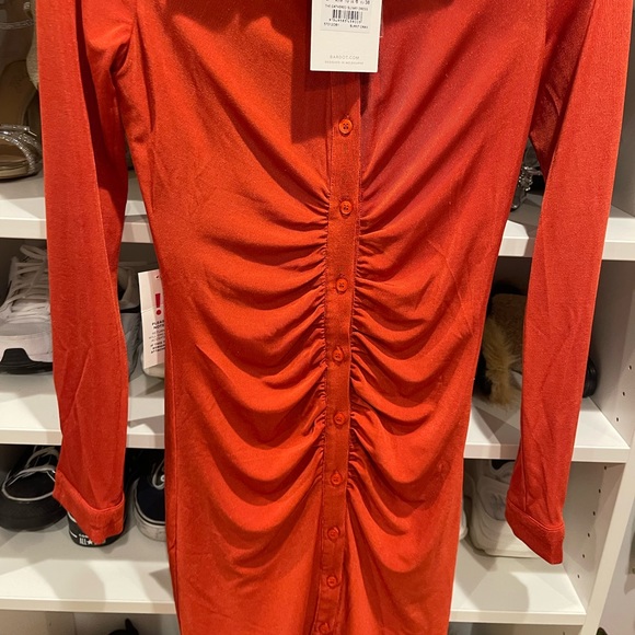 BNWT Bardot The Bunched Long Sleeve Burnt Orange Dress - Picture 4 of 6
